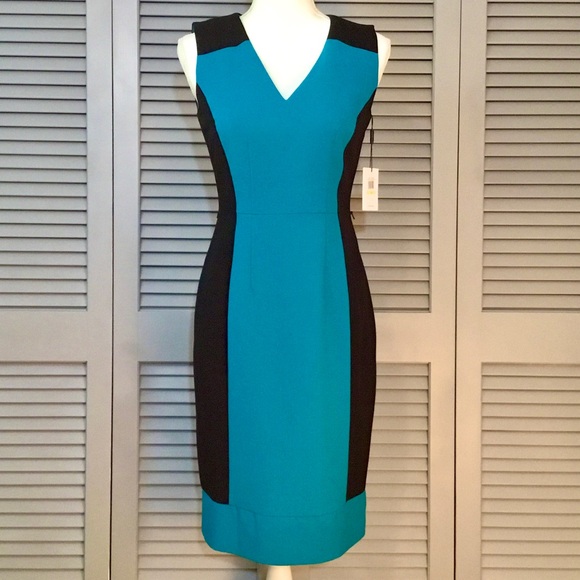 Calvin Klein Dresses & Skirts - Calvin Klein Sleeveless Black and Teal Dress